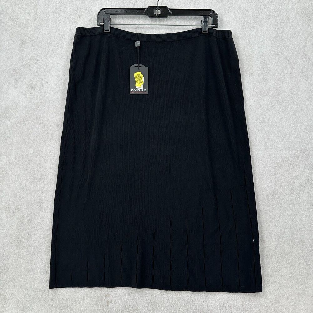 NWT Cyrus Knit Skirt Women 2X Stretchy Midi Pull On Elastic Waist Straight Black